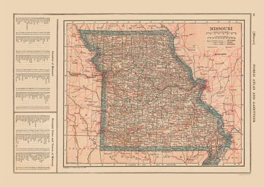 Historic State Map - Missouri - Reynold 1921 - 32.53 x 23 - Vintage Wall Art