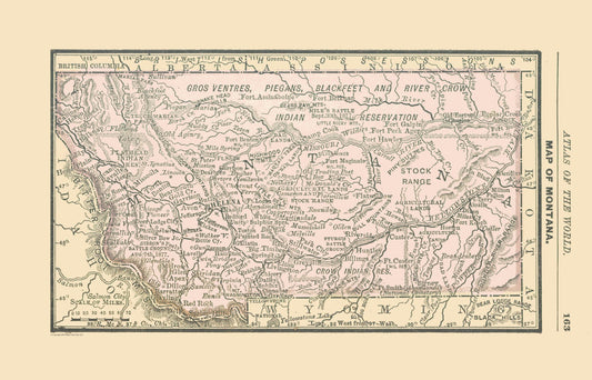 Historic State Map - Montana - Alden 1886 - 35.90 x 23 - Vintage Wall Art