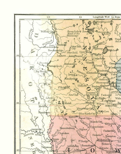 Historic State Map - United States North Midwest - Mitchell 1869 - 23 x 29.36 - Vintage Wall Art