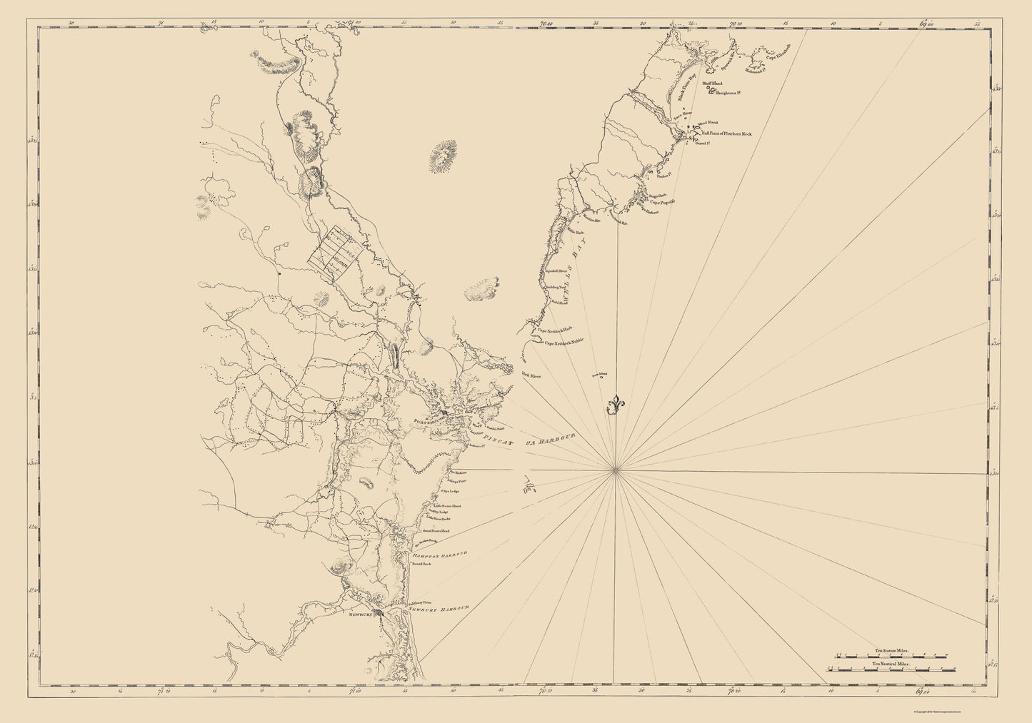 Historic Nautical Map - New England Coast - 1776 - 23 x 32.81 - Vintage Wall Art