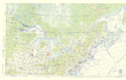 Topographical Map - United States Northeast Aeronautical - USAF 1961 - 23 x 36 - Vintage Wall Art