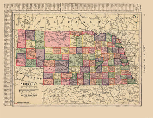 Historic State Map - Nebraska - Hammond 1910 - 29.66 x 23 - Vintage Wall Art