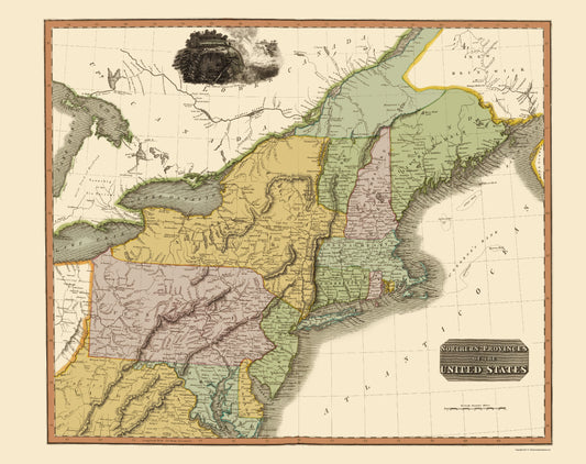 Historic State Map - United States Northeastern - Thomson 1817 - 23 x 29.03 - Vintage Wall Art