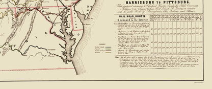 Railroad Map - Harrisburg Pittsburg Projected Railway - 1840 - 23 x 55.15 - Vintage Wall Art