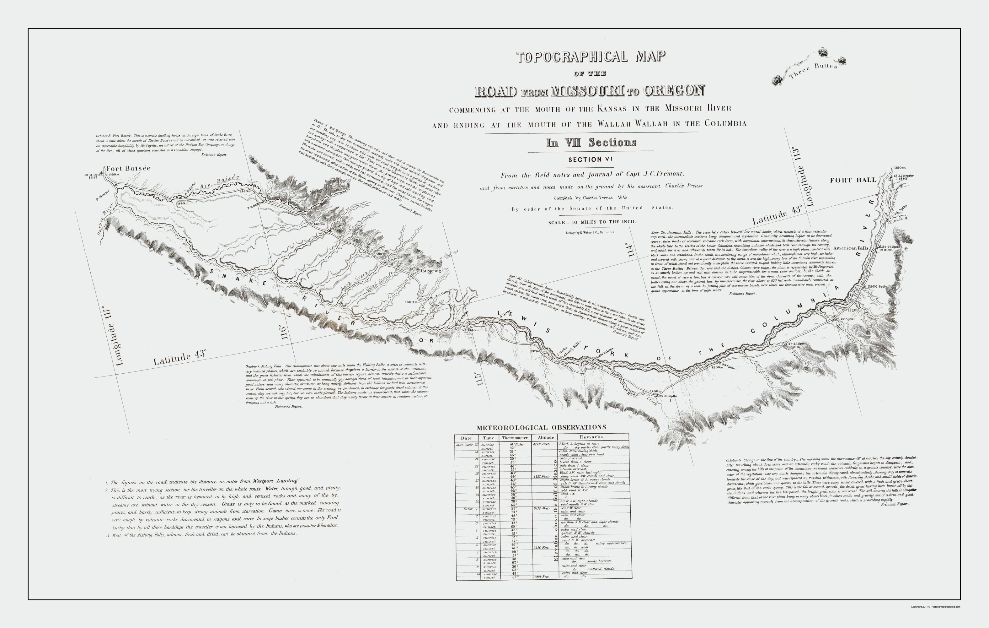 Historic State Map - Missouri Oregon Trail - Preuss 1846 - 23 x 36.25 ...