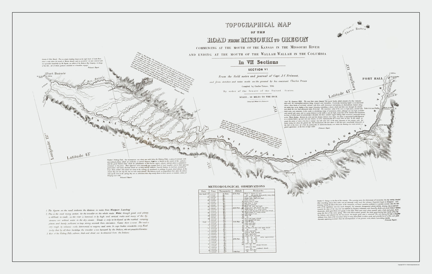 Historic State Map - Missouri Oregon Trail - Preuss 1846 - 23 x 36.25 - Vintage Wall Art