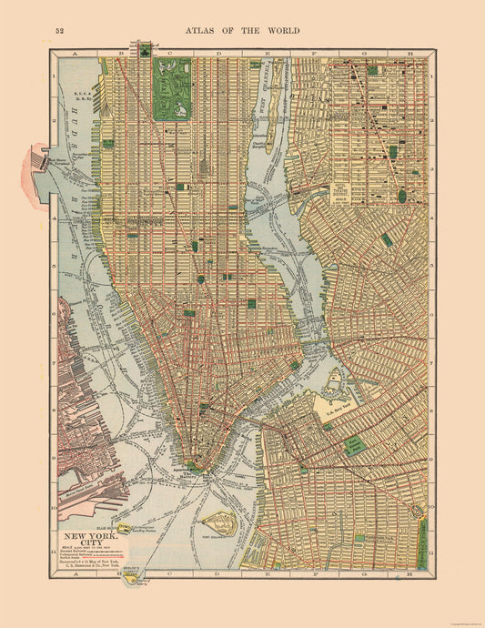 Historic City Map - New York City New York - Hammond 1910 - 23 x 29.78 - Vintage Wall Art