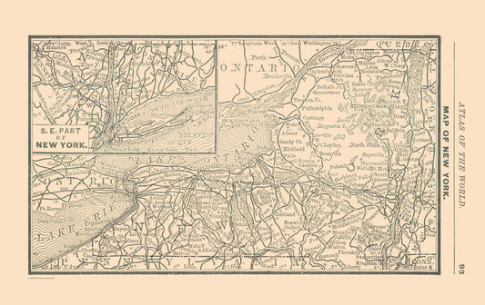 Historic State Map - New York - Alden 1886 - 36.55 x 23 - Vintage Wall Art