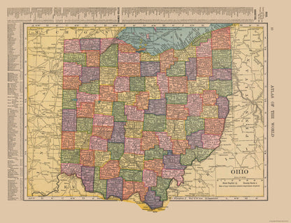 Historic State Map - Ohio - Hammond 1910 - 29.86 x 23 - Vintage Wall Art