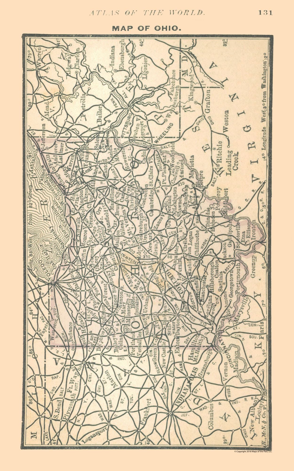 Historic State Map - Ohio - Alden 1886 - 23 x 36.83 - Vintage Wall Art