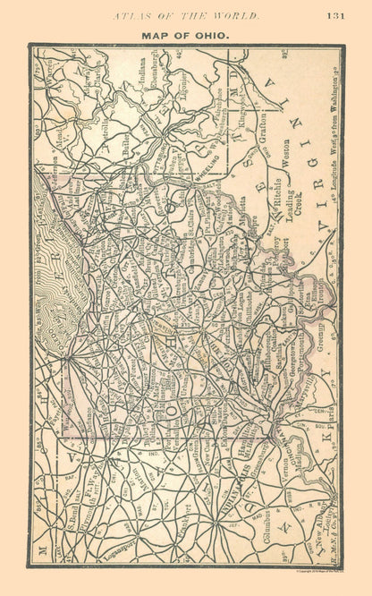 Historic State Map - Ohio - Alden 1886 - 23 x 36.83 - Vintage Wall Art