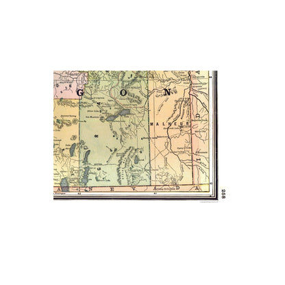 Historic State Map - Oregon - Johnson 1888 - 28.52 x 23 - Vintage Wall Art