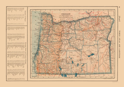 Historic State Map - Oregon - Reynold 1921 - 32.97 x 23 - Vintage Wall Art