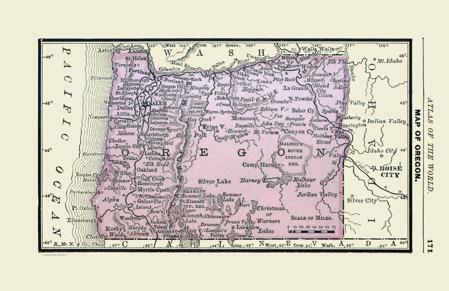 Historic State Map - Oregon - Alden 1886 - 35.52 x 23 - Vintage Wall Art