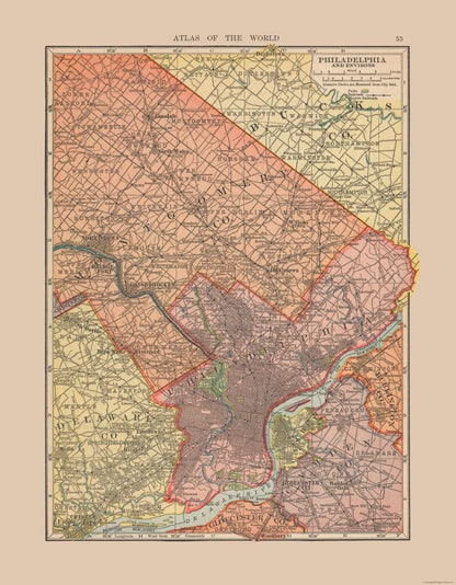 Historic City Map - Philadelphia Pennsylvania - Hammond 1910 - 23 x 29.55 - Vintage Wall Art