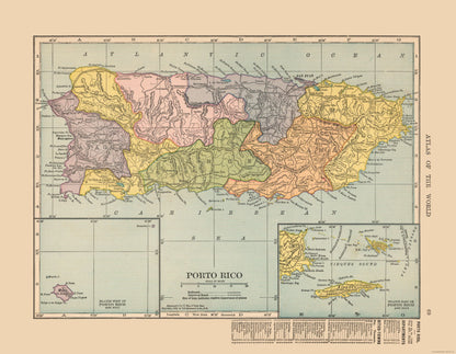 Historic Map - Puerto Rico - Hammond 1910 - 29.64 x 23 - Vintage Wall Art