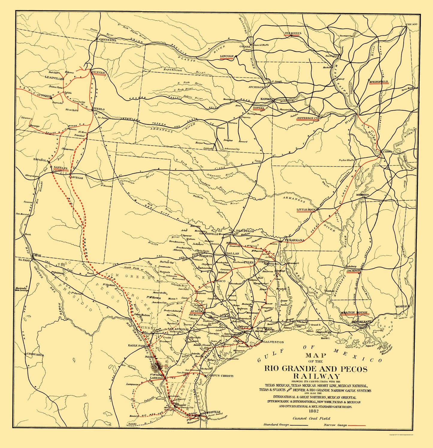 Railroad Map - Rio Grande and Pecos Railway - Bien 1882 - 23 x 23.80 - Vintage Wall Art