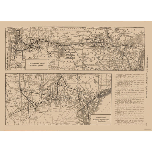 Railroad Map - Northern Pacific Pennsylvania Railroad - Reynold 1921 - 31.79 x 23 - Vintage Wall Art