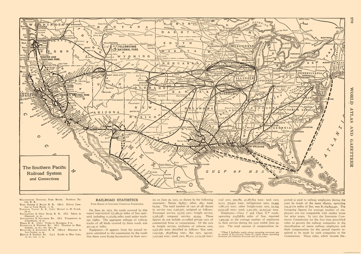 Railroad Map - Southern Pacific Railroad - Reynold 1921 - 32.67 x 23 - Vintage Wall Art