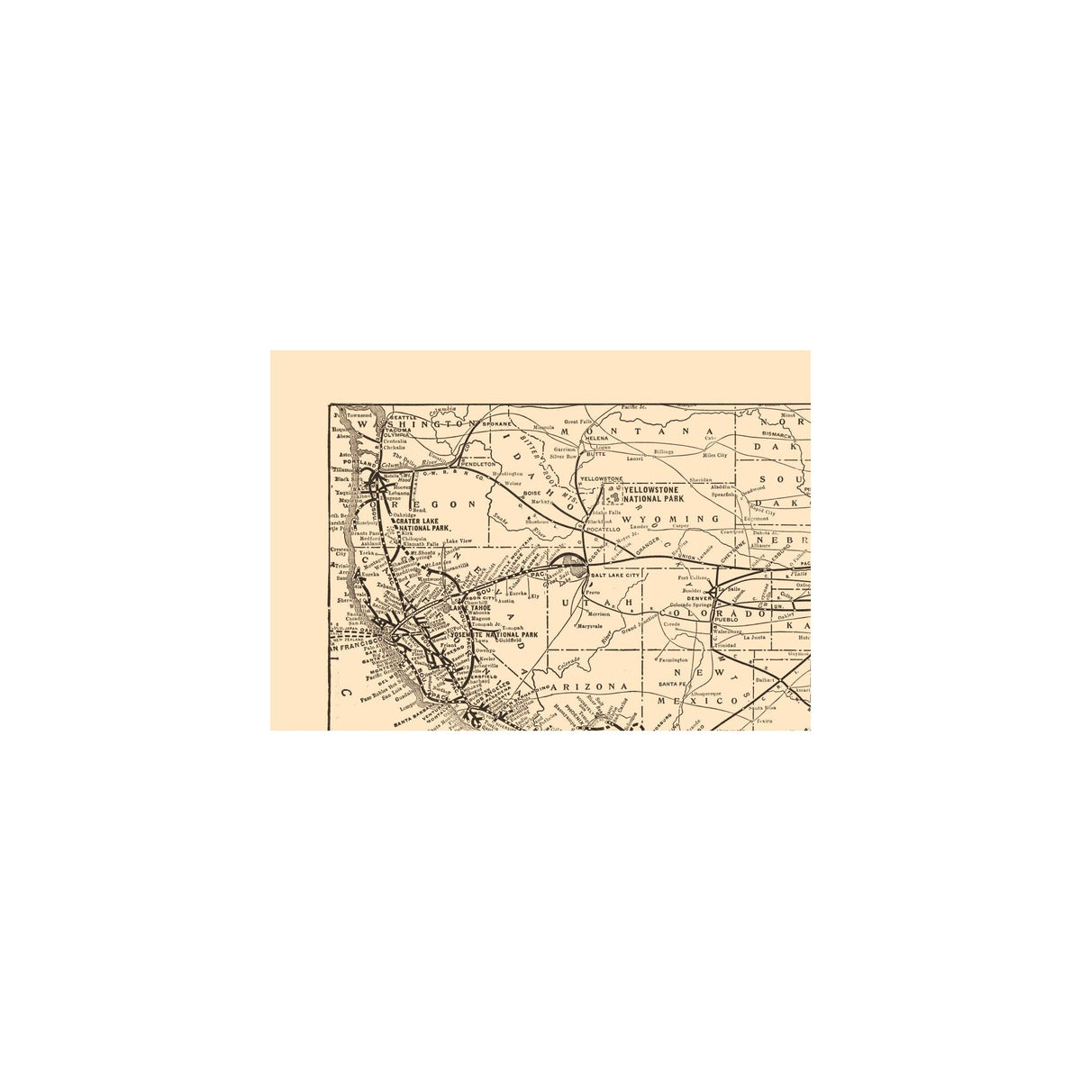 Southern Rr Map Railroad Map - Southern Pacific Railroad - Reynold 1921 - Vintage Wall ...