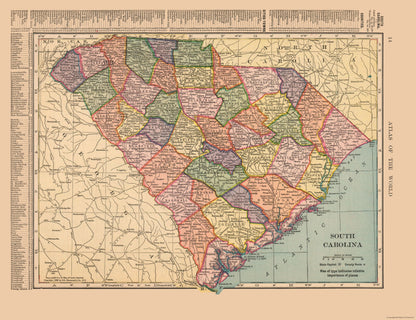 Historic State Map - South Carolina - Hammond 1910 - 29.89 x 23 - Vintage Wall Art