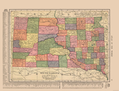 Historic State Map - South Dakota - Hammond 1910 - 29.88 x 23 - Vintage Wall Art