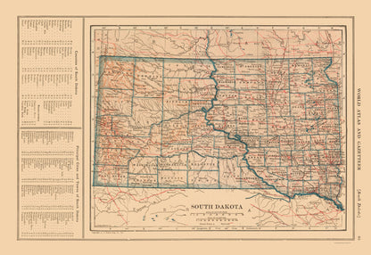 Historic State Map - South Dakota - Reynold 1921 - 33.51 x 23 - Vintage Wall Art