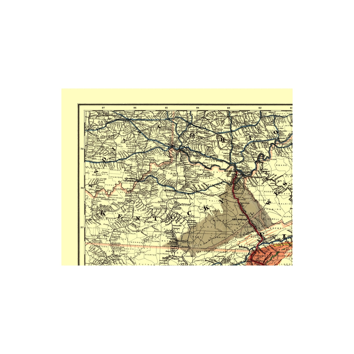 Southern Rr Map Railroad Map - Consolidated Southern Railroad - Colton 1883 - 23 x 30 ...