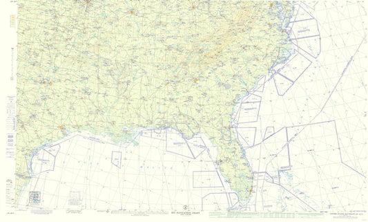 Topographical Map - United States Southeast Aeronautical - USAF 1960 - 23 x 38 - Vintage Wall Art