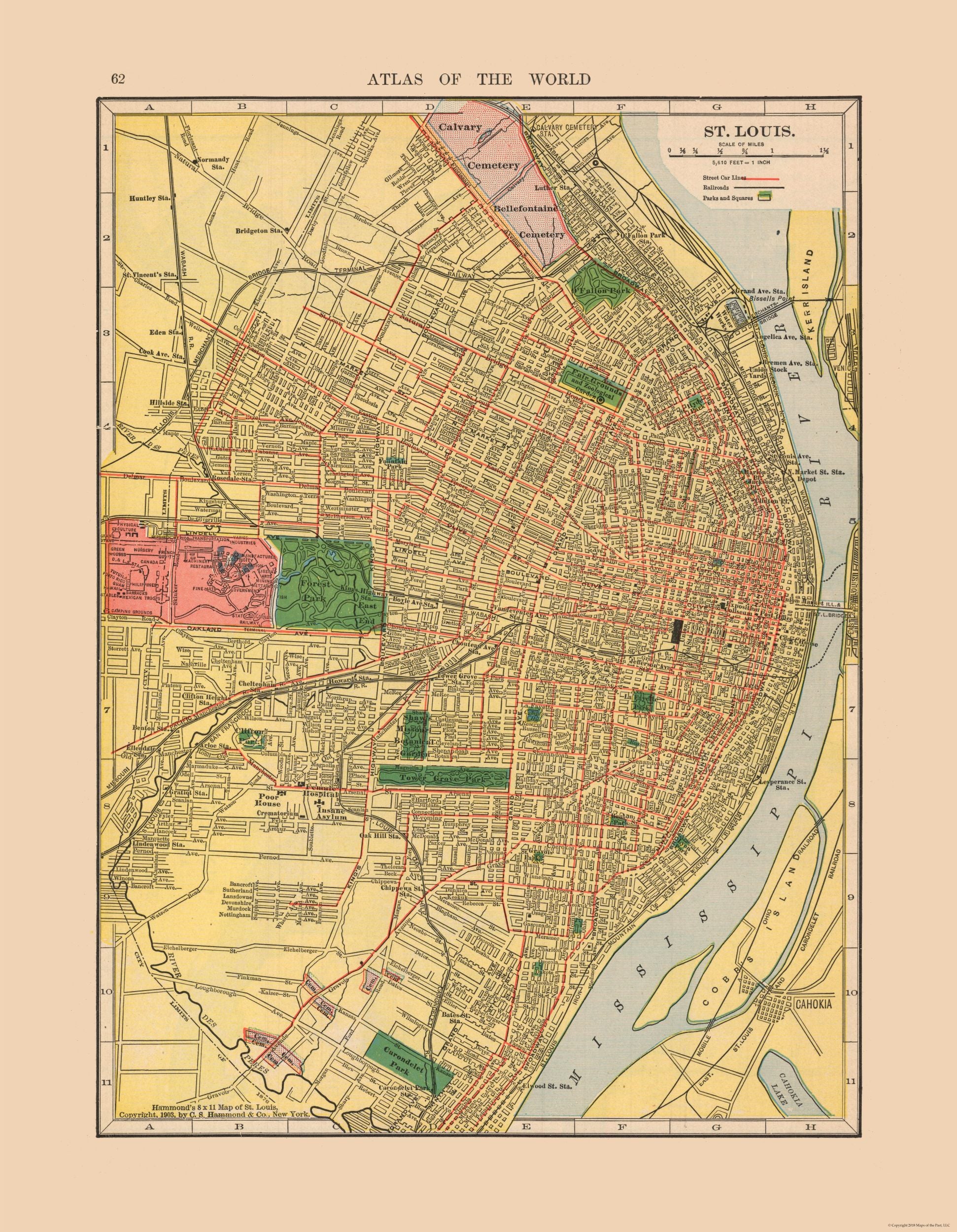Historic City Map - St Louis Missouri - Hammond 1910 - 23 x 29.61 - Vi ...
