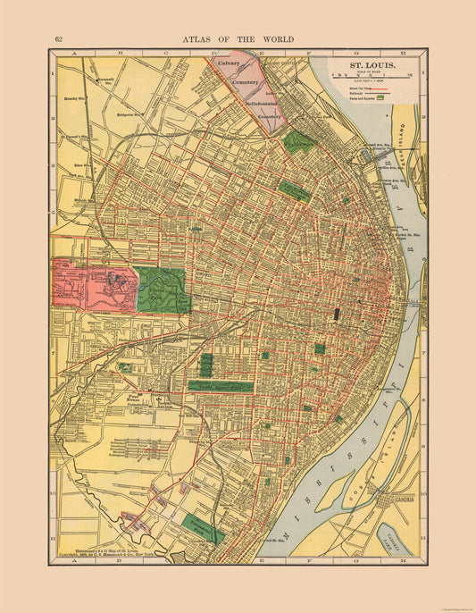 Historic City Map - St Louis Missouri - Hammond 1910 - 23 x 29.61 - Vintage Wall Art