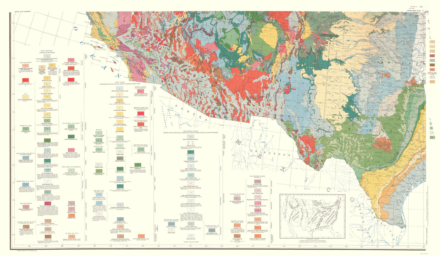 Topographical Map - United States Southwest - USGS 1960 - 23 x 39.46 - Vintage Wall Art