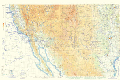 Topographical Map - United States Southwest Aeronautical - USAF 1962 - 23 x 34 - Vintage Wall Art