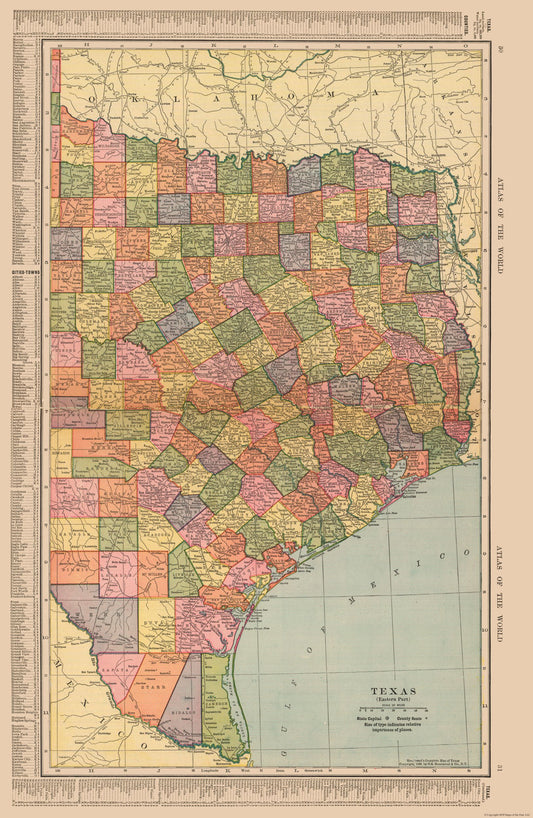 Historic State Map - Texas East - Hammond 1910 - 23 x 35.32 - Vintage Wall Art