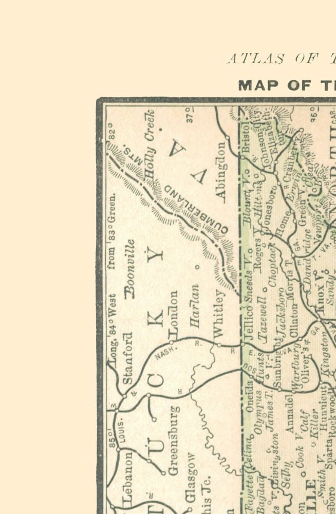 Historic State Map - Tennessee - Alden 1886 - 23 x 35.16 - Vintage Wall Art