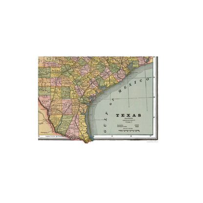 Historic State Map - Texas - Johnson 1888 - 32.42 x 23 - Vintage Wall Art