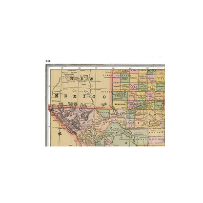 Historic State Map - Texas - Johnson 1888 - 32.42 x 23 - Vintage Wall Art