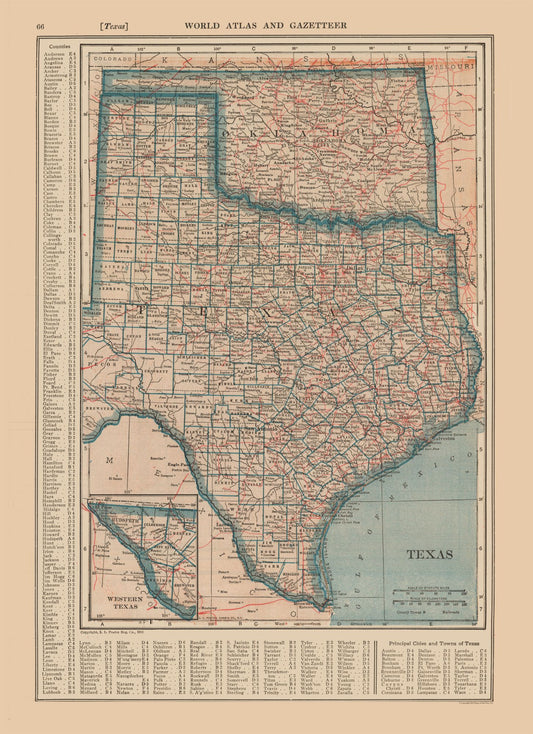 Historic State Map - Texas - Reynold 1921 - 23 x 31.68 - Vintage Wall Art