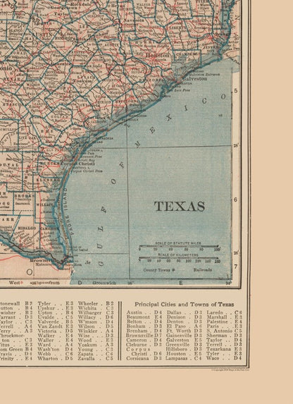 Historic State Map - Texas - Reynold 1921 - 23 x 31.68 - Vintage Wall Art