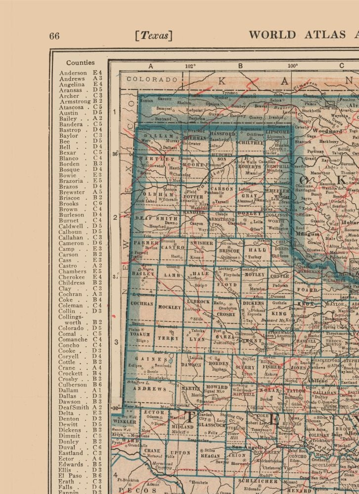 Historic State Map - Texas - Reynold 1921 - 23 x 31.68 - Vintage Wall Art