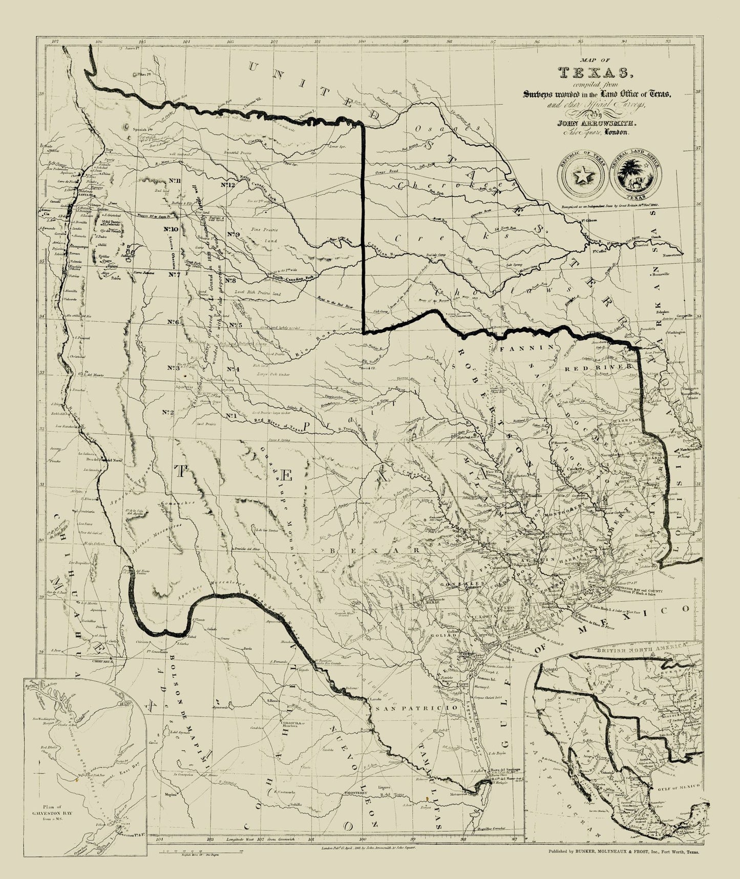 Historic State Map - Texas - Arrowsmith 1841 - 23 x 27.33 - Vintage Wall Art