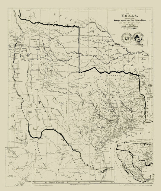 Historic State Map - Texas - Arrowsmith 1841 - 23 x 27.33 - Vintage Wall Art