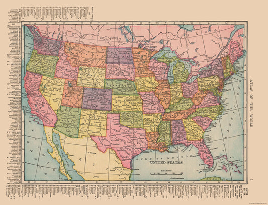 Historic State Map - United States - Hammond 1910 - 30.02 x 23 - Vintage Wall Art