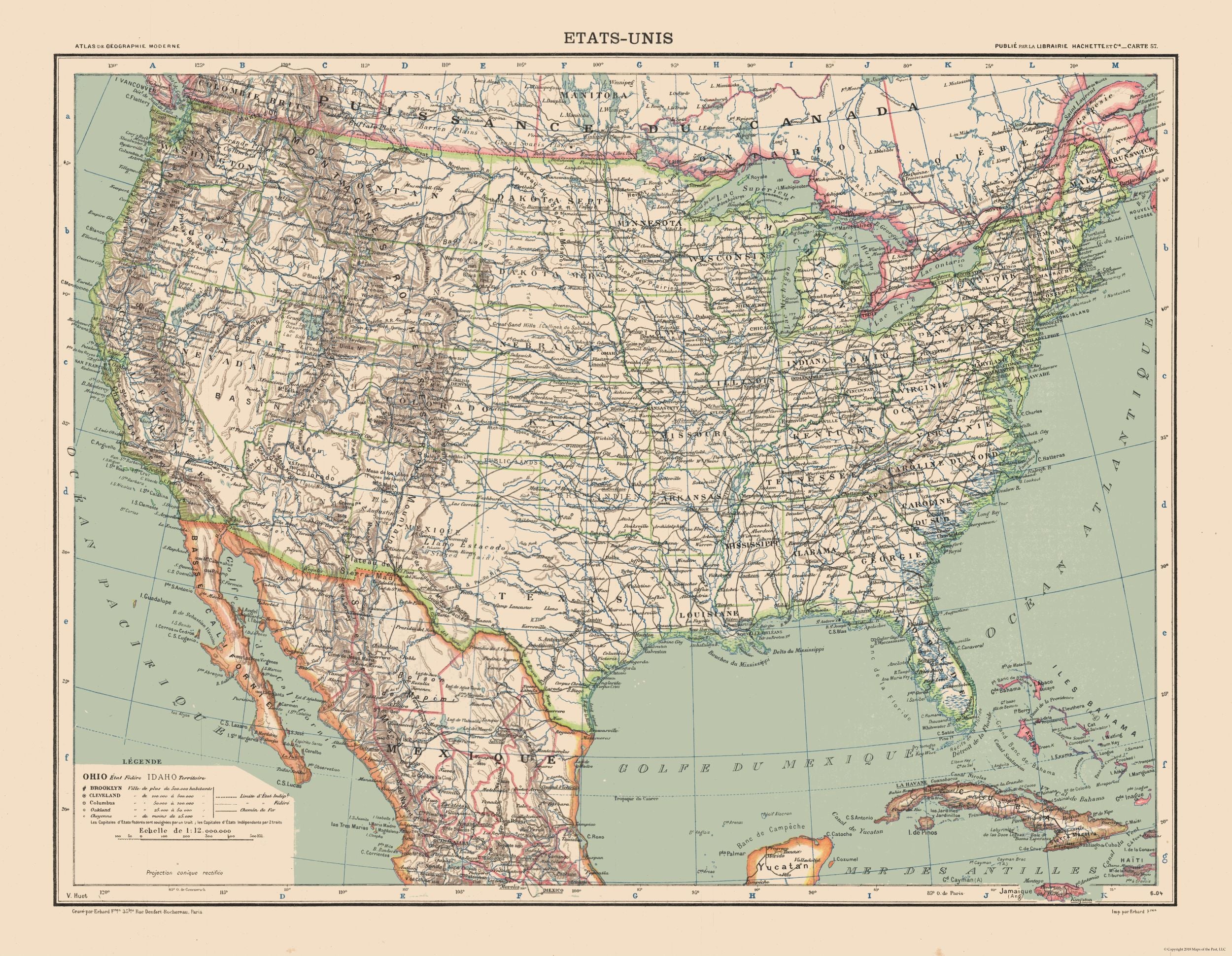 Historic State Map - United States - Schrader 1908 - 29.64 x 23 - Vint ...