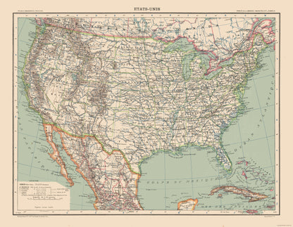 Historic State Map - United States - Schrader 1908 - 29.64 x 23 - Vintage Wall Art