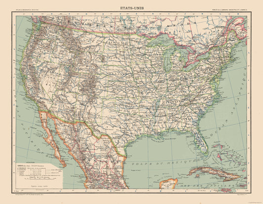 Historic State Map - United States - Schrader 1908 - 29.64 x 23 - Vintage Wall Art