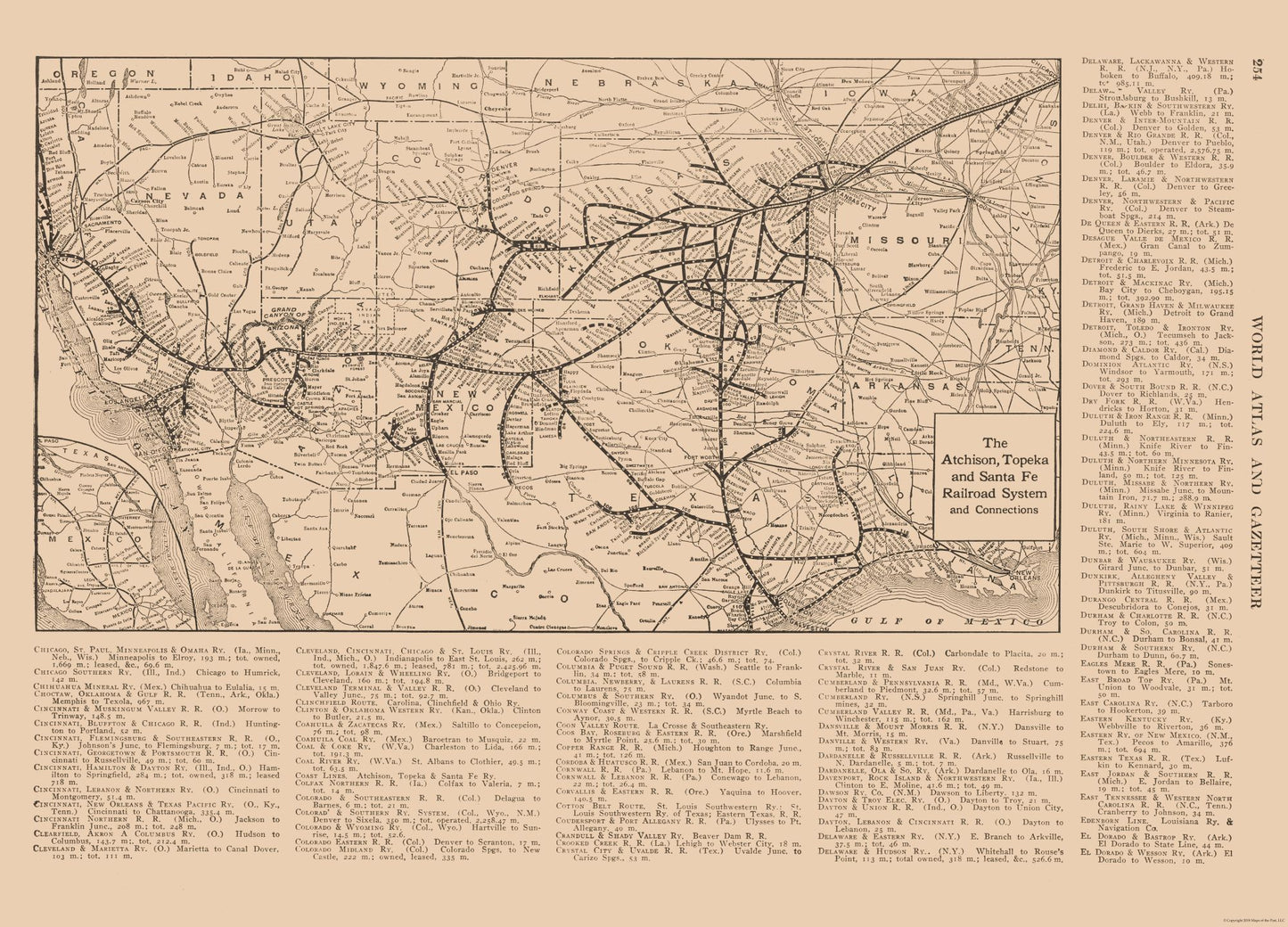 Railroad Map - Atchison Topeka Santa Fe Railroad - Reynold 1921 - 31.98 x 23 - Vintage Wall Art