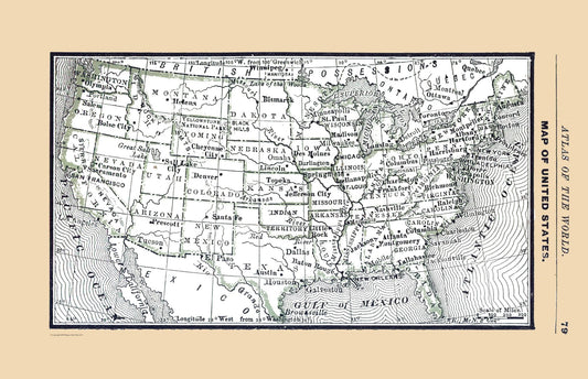 Historic State Map - United States - Alden 1886 - 35.60 x 23 - Vintage Wall Art