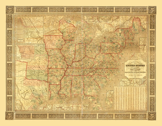 Historic State Map - United States Canada - Harper 1847 - 29.64 x 23 - Vintage Wall Art