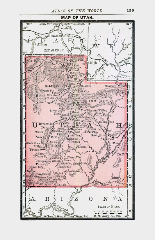 Historic State Map - Utah - Alden 1886 - 23 x 35.50 - Vintage Wall Art